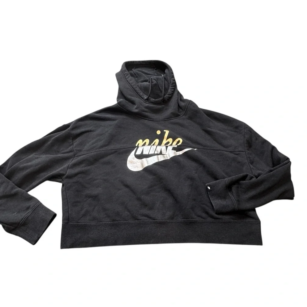 Nike Woman’s Sportswear Rally Metallic Clash Cropped Hoodie Black Size Medium